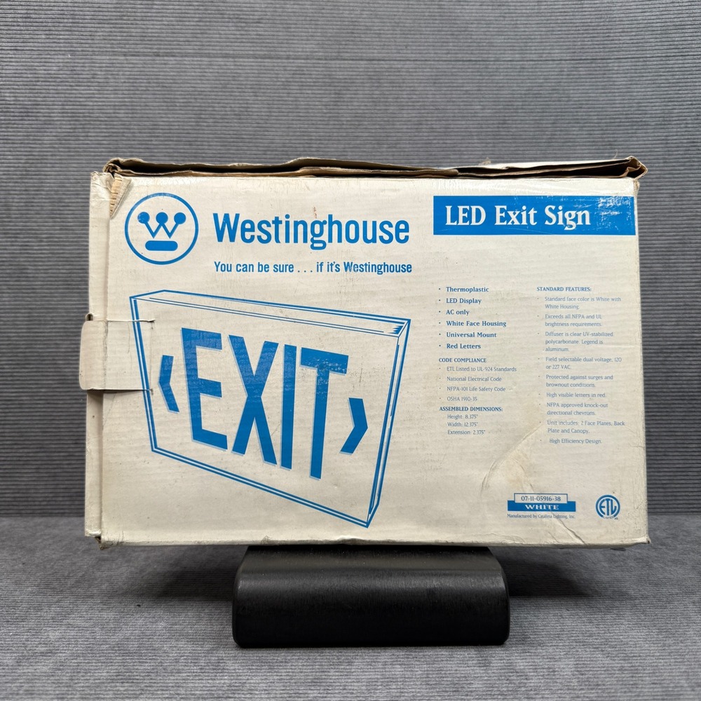 Westinghouse LED Exit Sign White Thermoplastic Red Letters AC 120/277V VTG
